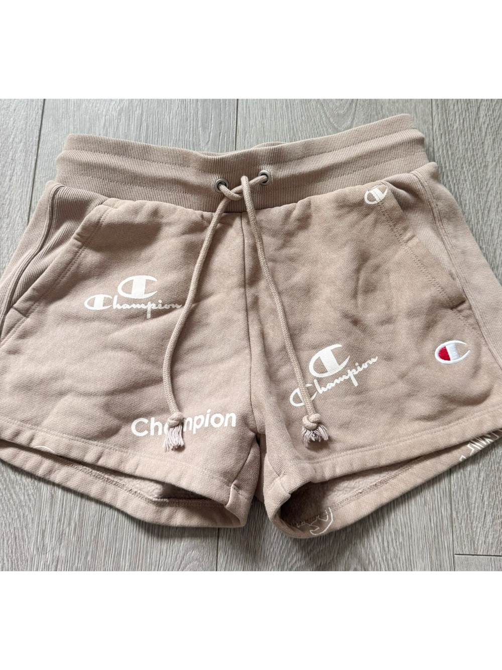 Champion All Over Logo Beige Summer Shorts